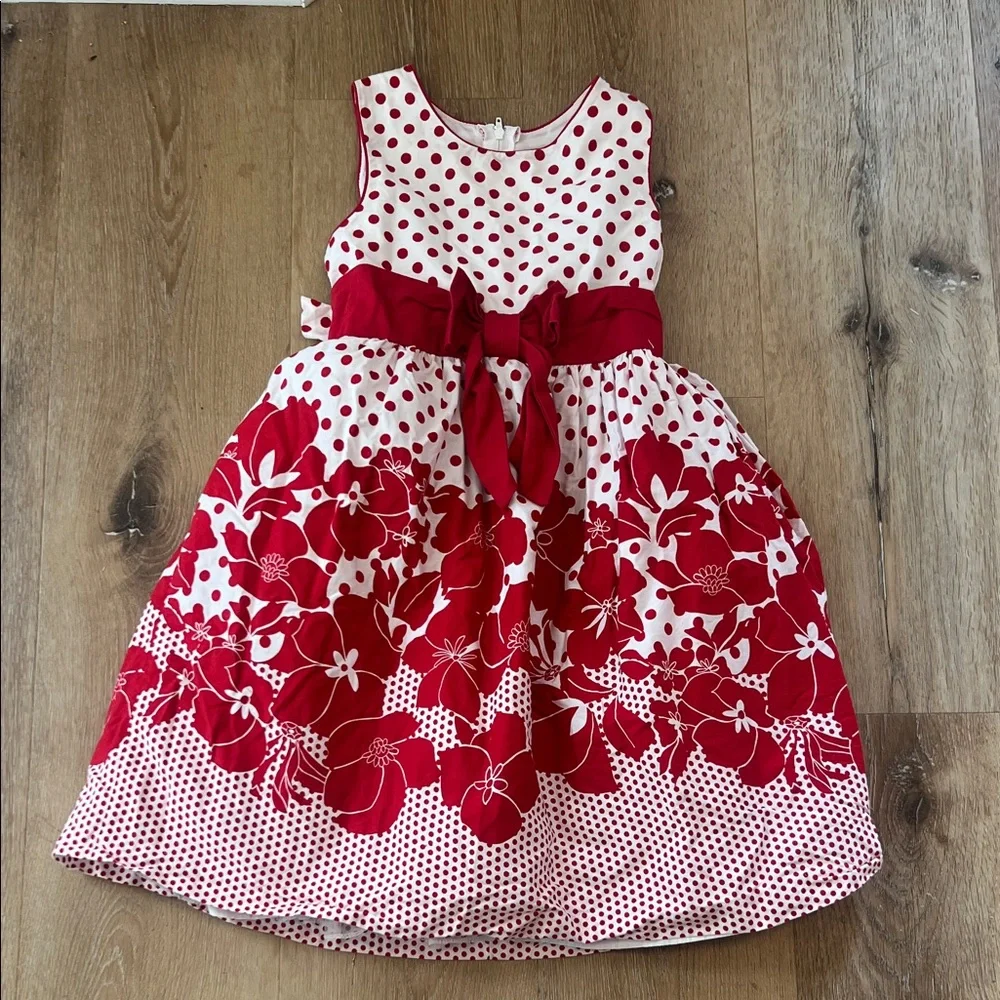 Vintage Charming Red and White Polka Dot Kids Dress 6